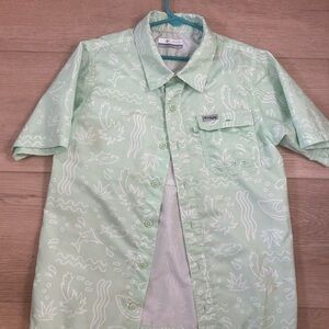 Columbia Mint Green Short Sleeve Printed Button-Down Shirt